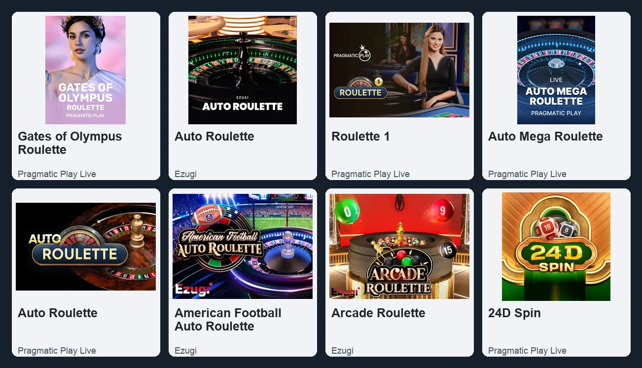 Copertine di roulette e giochi live Fonbet