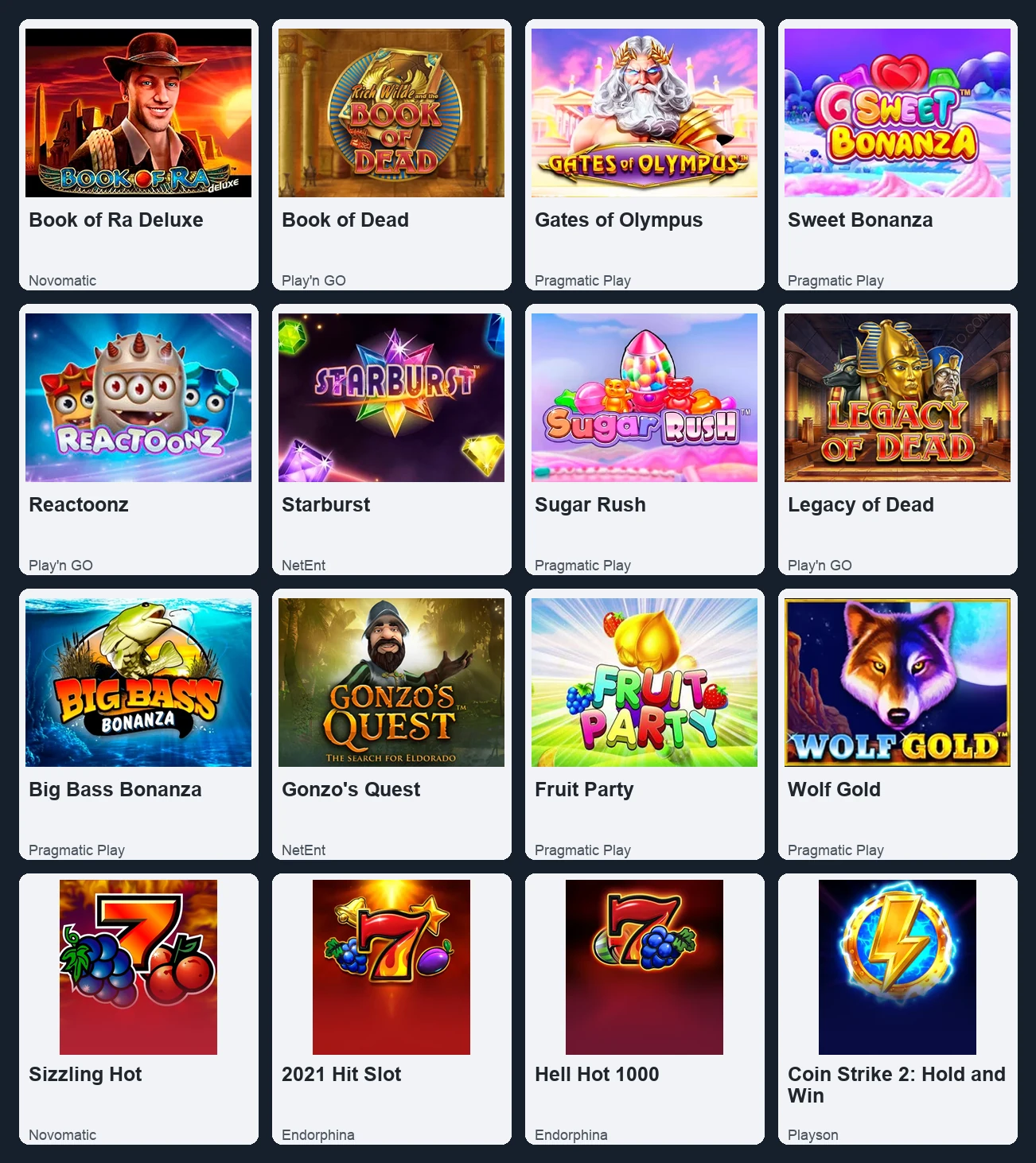 Copertine di 16 slot Fonbet